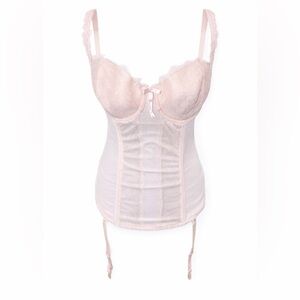 Cacique Pink Lace‎ Bustier Corset Top whimsical Fairycore Coquette- 34D
